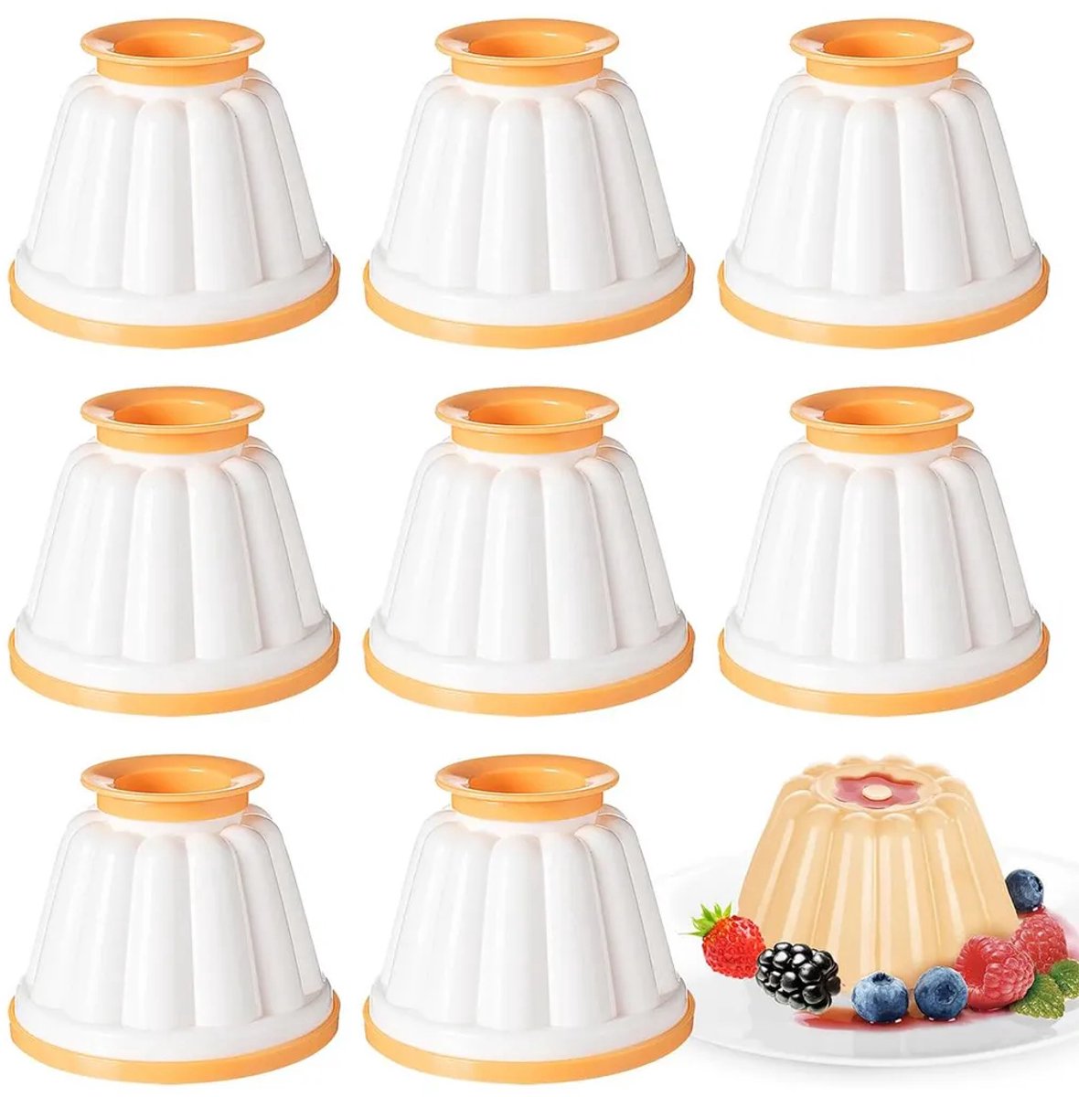 8 puddingvormpjes, herbruikbare Italiaanse puddingbekertjes, veilig en geurloos, gemakkelijk te ontvormen en schoon te maken.