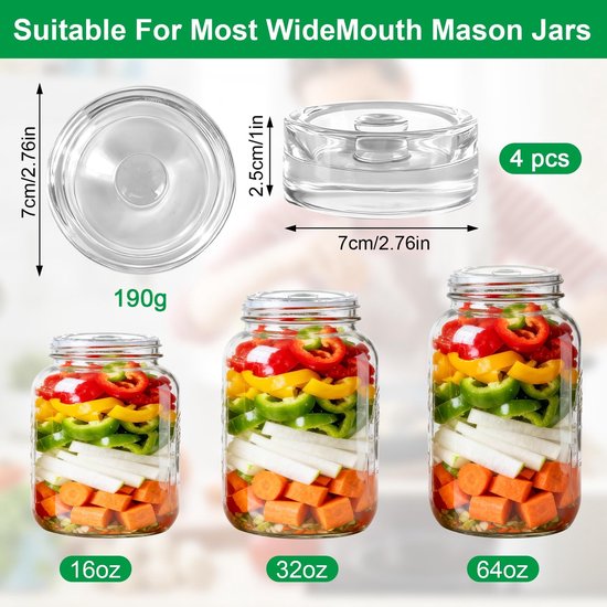 Pack of 4 fermenting weights, diameter 7 cm, glass weights for fermentation, robust fermentation weights and glass - ShopVlot — afbeelding 5