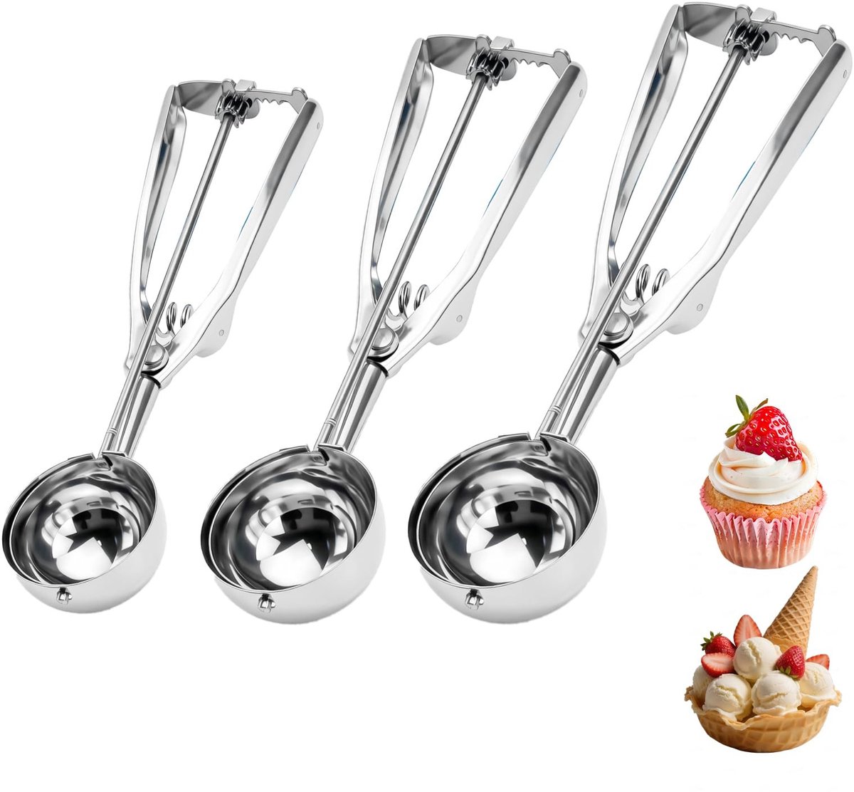 Solidchoice - 3-delige Koekjesportioneerset - Perfect voor IJsballen en Desserts