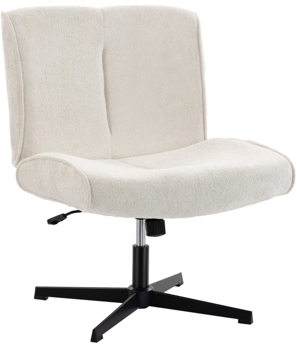 Bureaustoel relaxstoel 75x63x82-90cm Wit Metaal eenpersoonsbankstoel stoel leesstoel met verstelbare hoogte 360° draaifunctie eenvoudig ontwerp praktisch en mooi geschikt voor woonkamer slaapkamer en kantoor