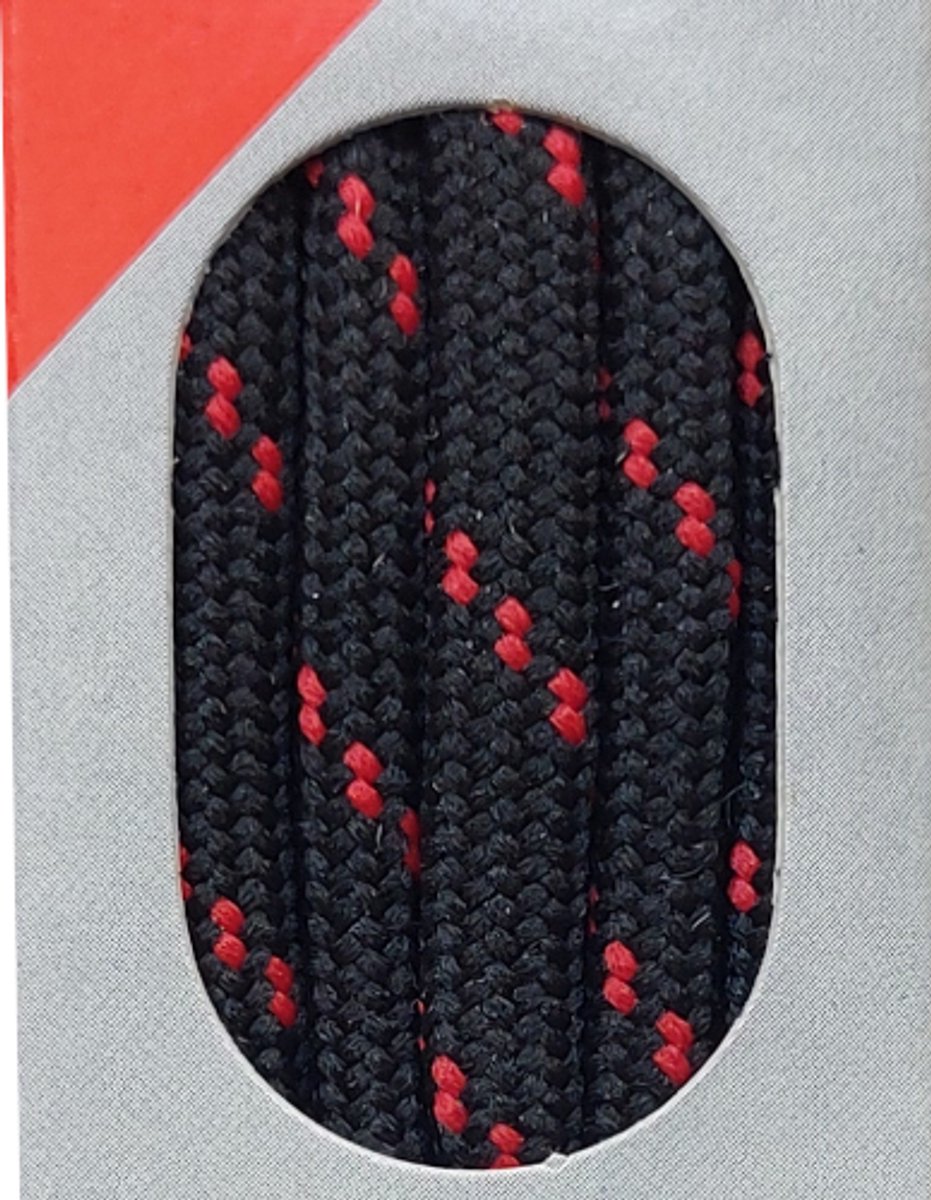 Bob Veter - Zwart/Rood - Extra Dik Rond - Lengte 150 cm - Dikte 5 mm - Bergschoen - Wandelschoen - Schoenveter