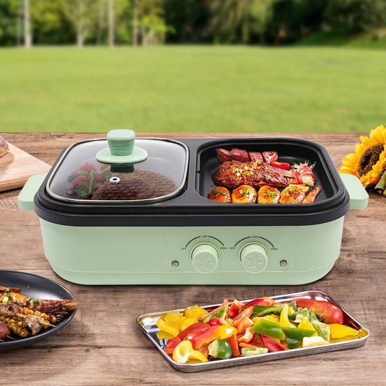 Rolu Hotpot - Hotpot Electrisch - Hotpot Pan - 1300W - Dubbele Temperaturregeling - 1 Tot 3 Personen - 34 × 22 × 13 cm - Tafelmodel — afbeelding 2