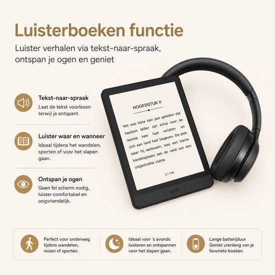 ITRONIQ E-Reader 6 Inch - 32GB Opslag - Android - Wifi - Bluetooth - Voorleesfunctie - Google Play & Kindle Ondersteuning - Zwart van ITRONIQ — afbeelding 4