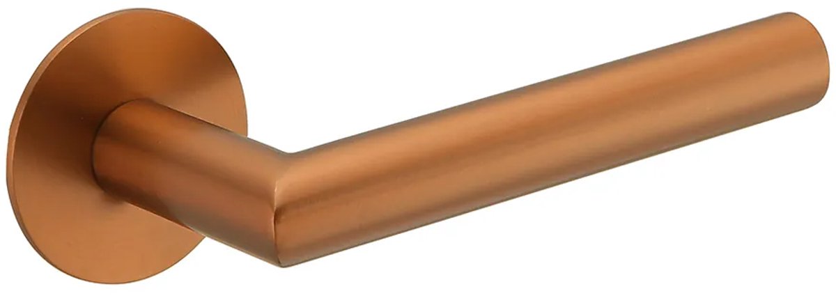 Deurkruk (2x) Celia rond 20mm haaks op ultra dunne rozetten van 3mm brons geborsteld PVD gecoat | Ronde deurklinken