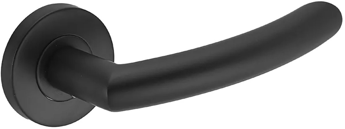 Deurkruk (2x) Luca rond 20mm haaks op rozet mat zwart PVD gecoat | Zwarte raamsluitingen | Zwarte raamsluitingen | Zwarte raamsluitingen | Zwarte