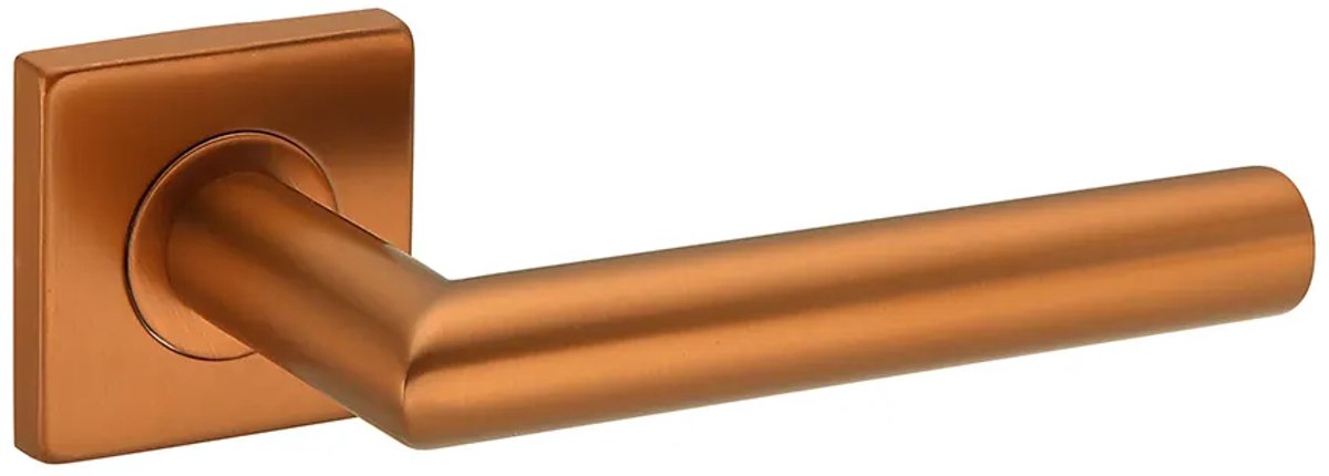 Deurkruk (2x) Vita 20mm haaks op vierkant rozet brons geborsteld PVD gecoat | Deurklinken vierkant