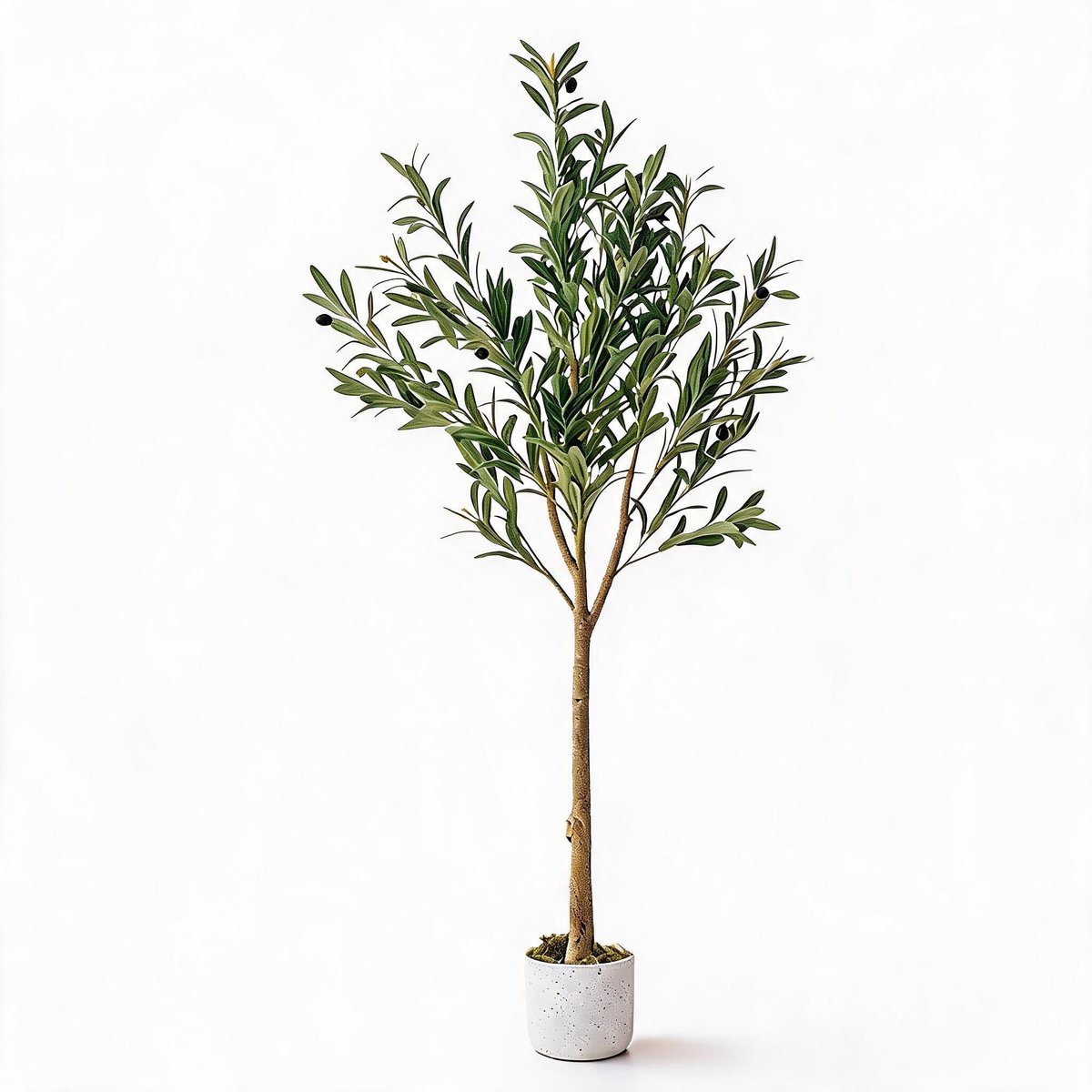Triumpunpre - Kunst‑Olijfboom - 135cm, milieuvriendelijke stam, 22 olijfvruchten inclusief pot voor zakelijk gebruik