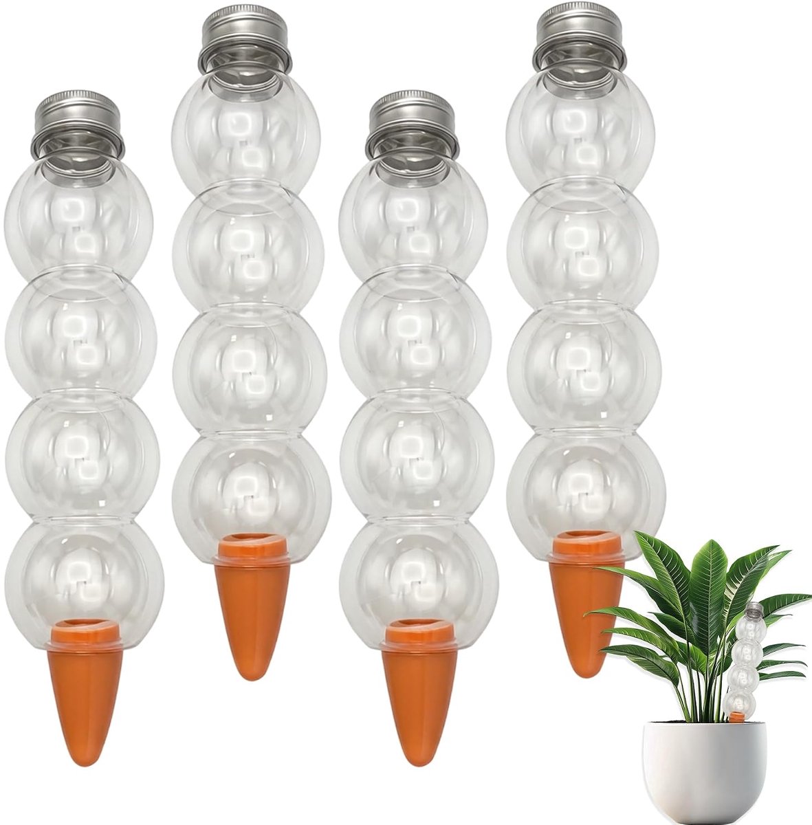 KZQ Zelfwaterende Irrigatiebollen 4 Stuks 520 Ml Transparant Pompoenvorm – Automatische Watergift Voor Kamerplanten, Hoge Planten En Balkon Bloemen