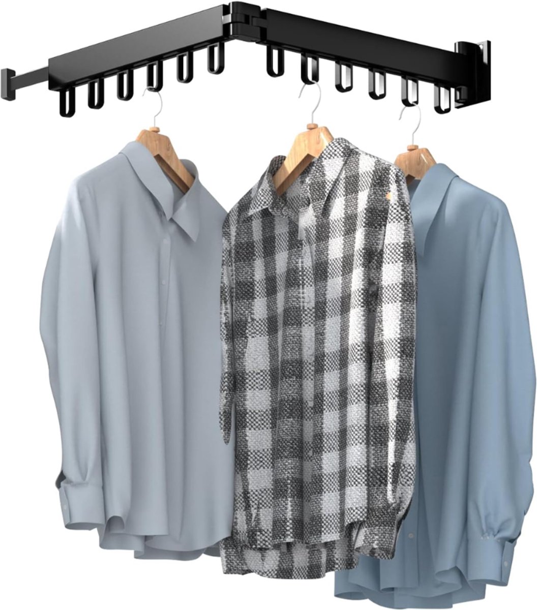 ZRNS® Wanddroogrek - Droogrek Muur - Wasrek Inklapbaar - Zwart
