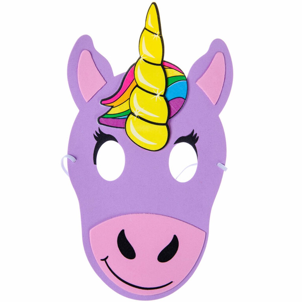 Verkleedmaskers eenhoorn met snuit - foam maskers unicorn hele gezicht - 4 stuks