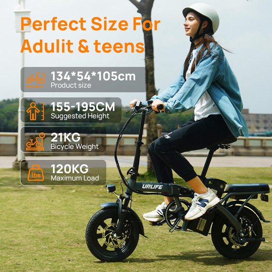 F1L 14" opvouwbare elektrische fiets met 48V 7.5Ah 250W-motor — afbeelding 3