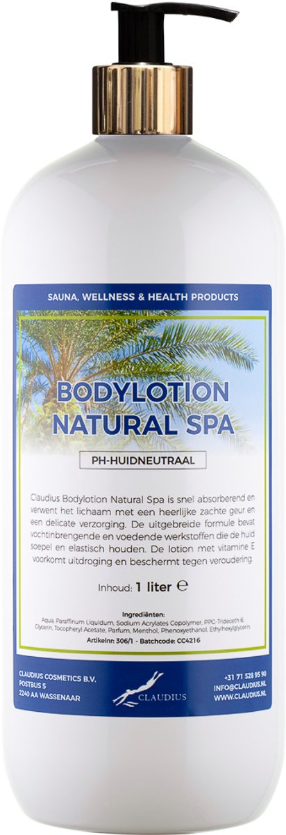 Bodylotion Natural Spa 1 liter met gouden pomp