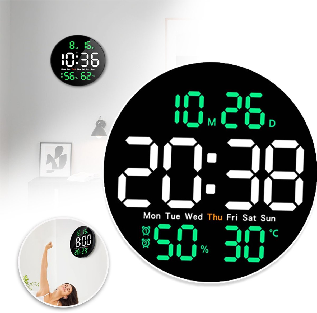 10 Inch Digitale Klok Met Groot Display - Automatisch Dimmen Afstandsbediening Afteltimer - Stil USB-Voeding Batterijback-Up - Ideaal Voor Thuis, Keuken En Studiekamer