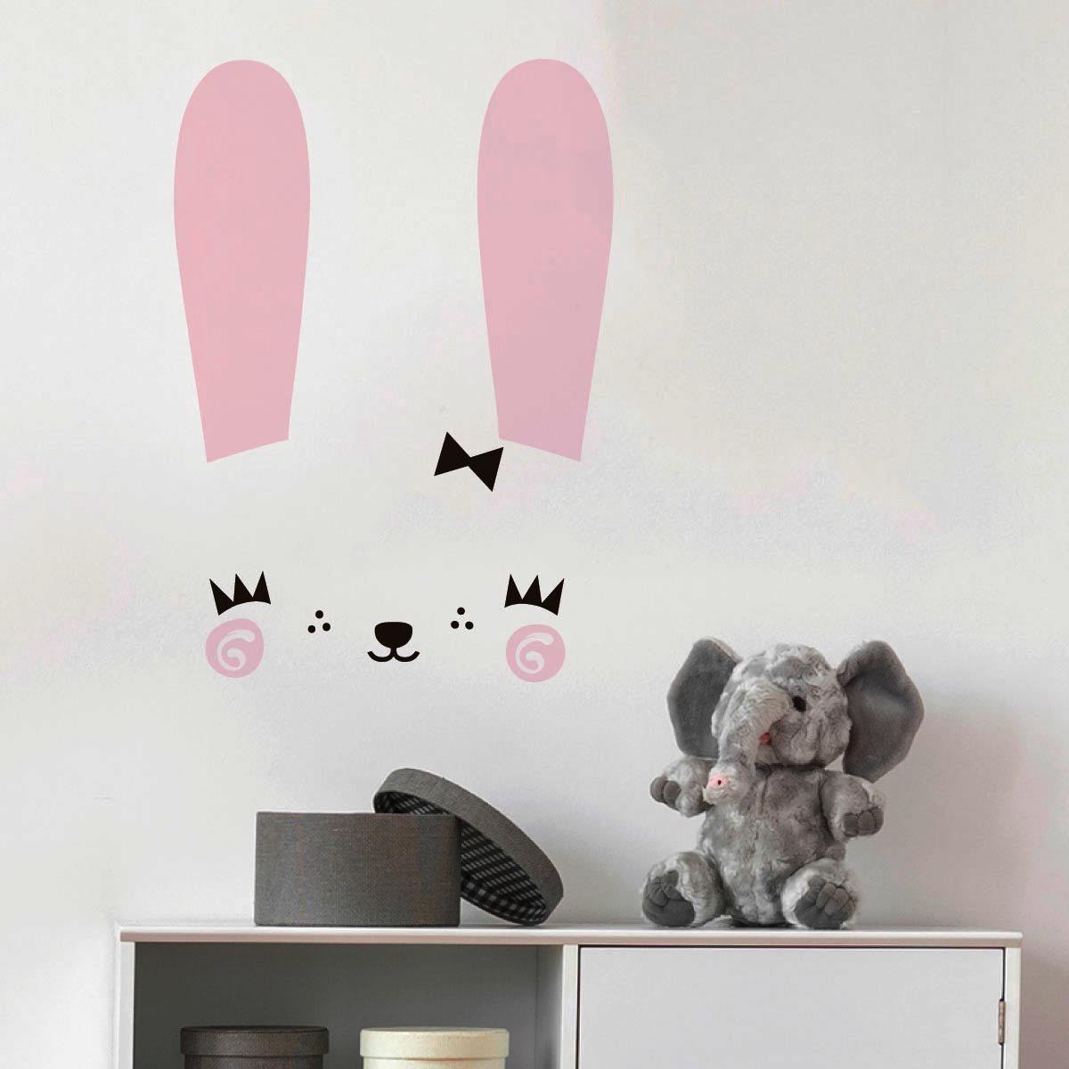 Ambiance Sticker Muurstickers - Lachend Konijn - Transparante Achtergrond - 180x90cm Multi color