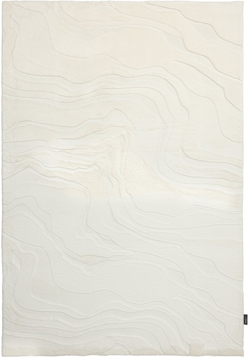Padiro laagpolig vloerkleed 160 x 230 cm - wit - modern abstract design - geschikt voor vloerverwarming - van polyester en wol