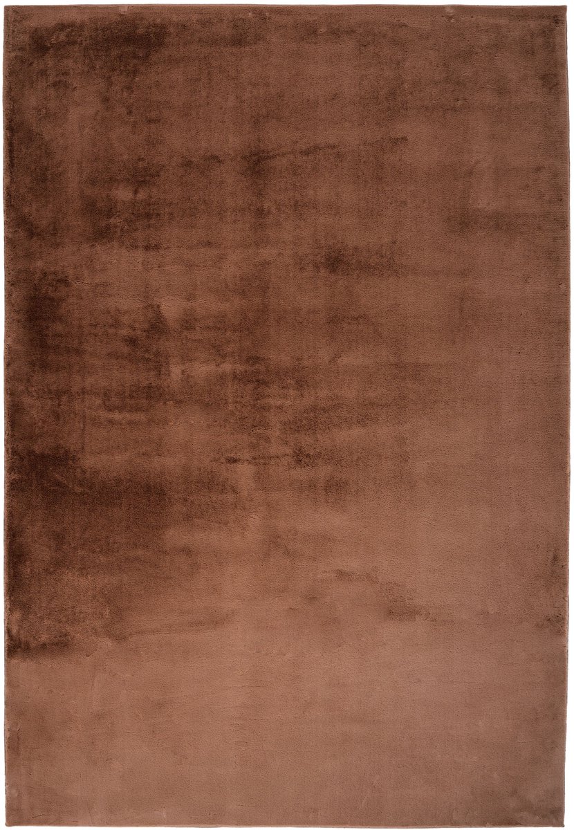 Padiro laagpolig vloerkleed 120 x 120 cm - bruin - modern effen design - met een zachte uitstraling - geschikt voor vloerverwarming - van polyester