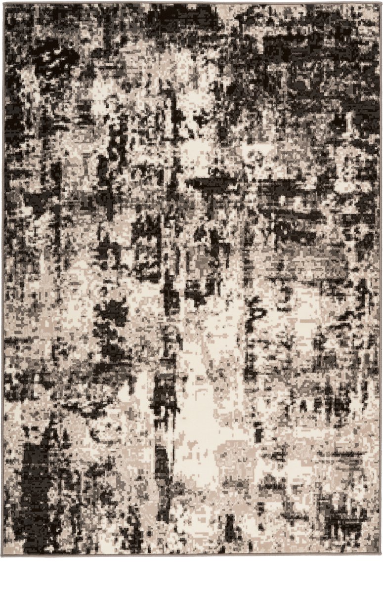 Padiro laagpolig vloerkleed 120 x 170 cm - crème / bruin - modern abstract design - van polypropyleen