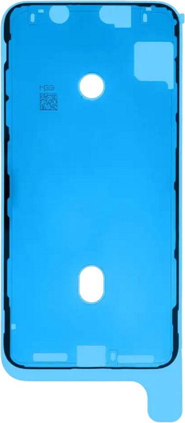 Blauwe framesticker voor iPhone XS Max, bedekt met een beschermlaag.