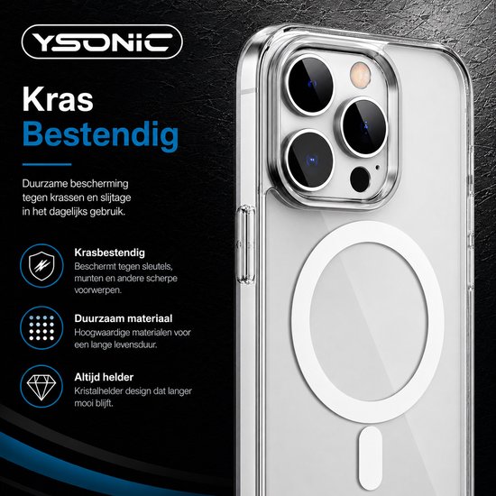 Krasbestendige, duurzame en kristalheldere telefoonhoes met magneetring.