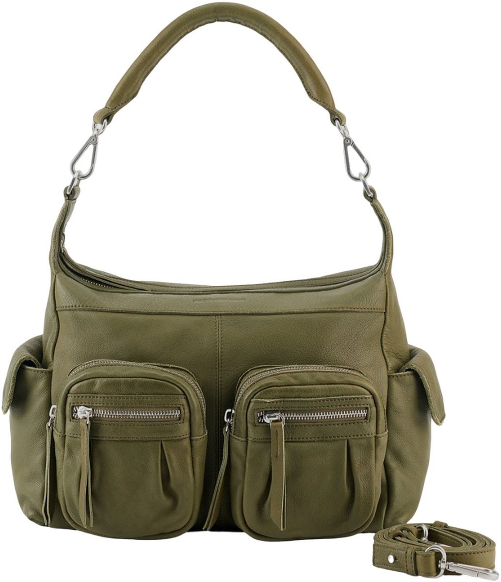 FREDsBRUDER Leren schoudertas Pocket Play Collection Hobo Bag Forest Green olijfgroen