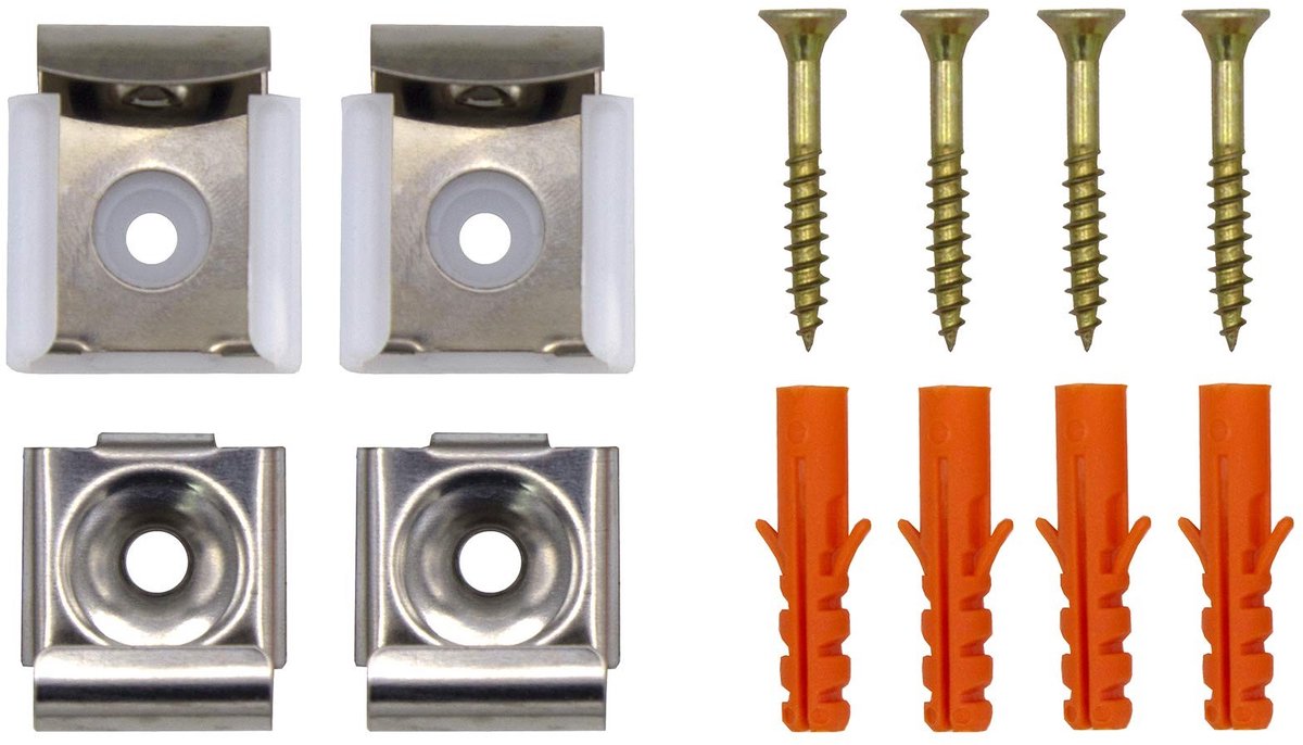 Solidchoice - Set van 4 Roestvrij Stalen Spiegelklemmen met Schroeven