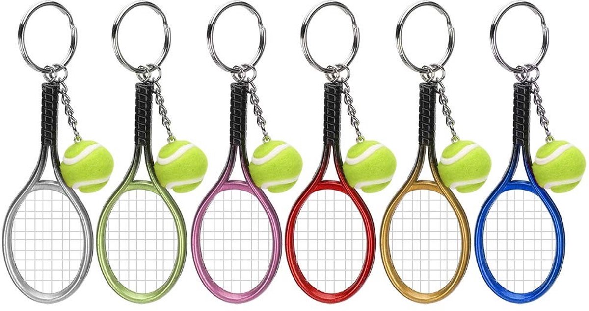 Solidchoice - 6 Stuks Mini Sleutelhangers Tennis en Racket Model
