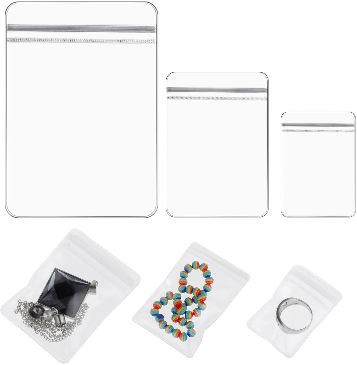 Solidchoice - Set van 60 Transparante Zipper Bags voor Sieraden
