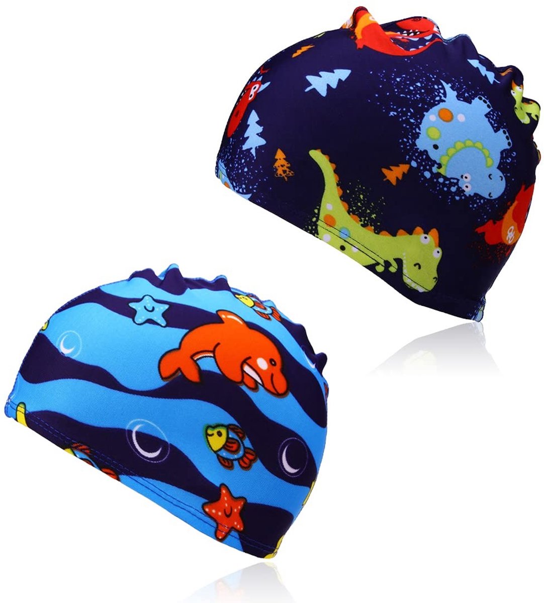 Solidchoice - Set van 2 Zachte Zwemcaps voor Kinderen met Lang Haar