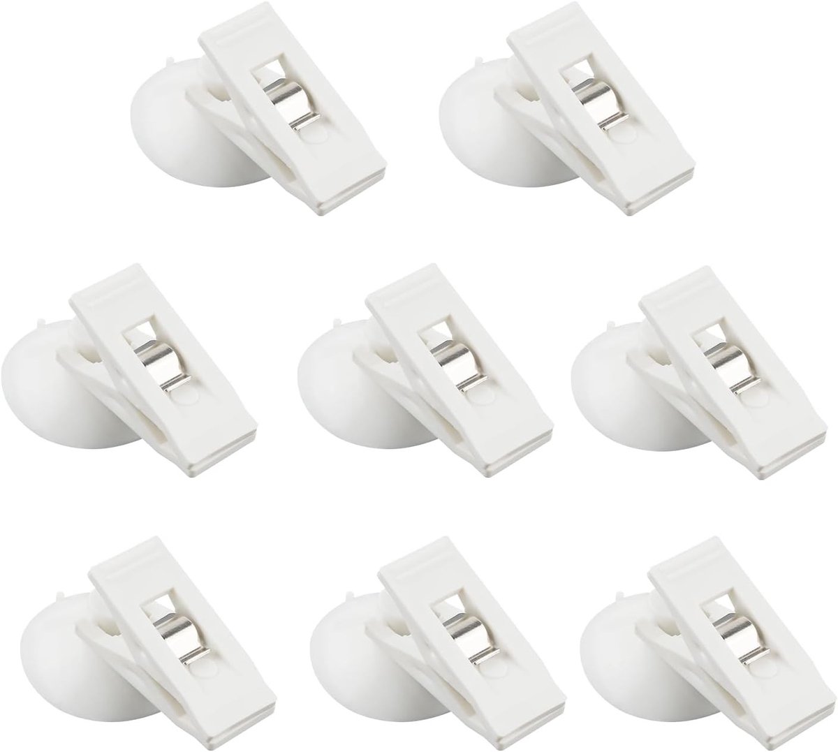 Zuignapclips - Wit - 5 x 3,1 cm - Duurzame PVC en ABS - Voor Douchegordijnen en Meer