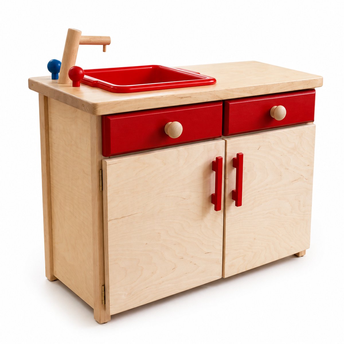 Houten Speelkeuken met Gootsteen – Kinderkeuken met Kraan, Lade en Opbergkast – Speelgoed Keukenblok – Speelkeuken - Kinderkeuken - Rollenspel Speelgoed - Educatief Speelgoed - Gemonteerd en Gebruiksklaar Geleverd