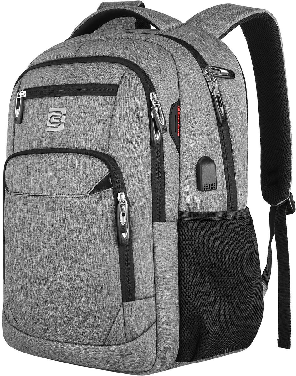 Laptop backpack 46 x 32 x 20 cm grijs, oxford stof voor 15.6 inch laptop