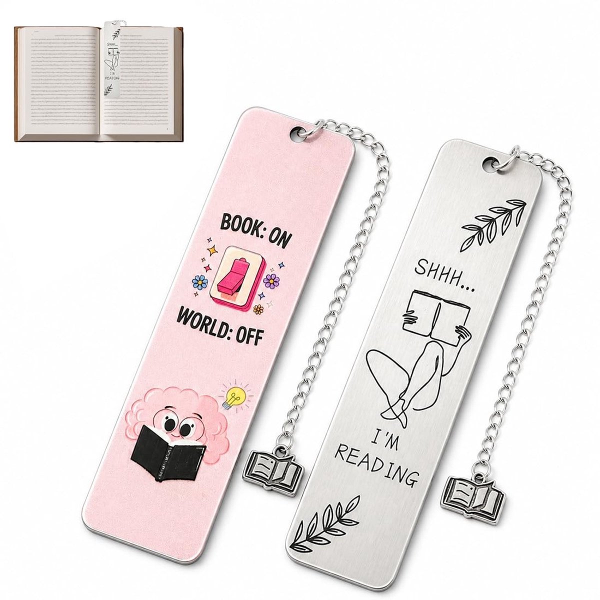Solidchoice - 2 Stuks Gepersonaliseerde Bladwijzers in Roze en Metallic Kleuren