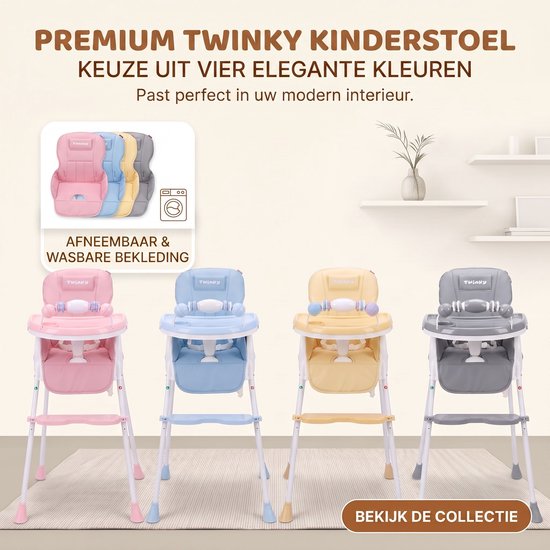 Twinky® Kinderstoel - 2-in-1 Kinderwagen Set - Blauw - Inklapbare Eetstoel & Baby Wagentje en Babystoel Voor Aan Tafel - Kinderzetel, Peuterstoeltje en Meegroeistoel in 1 van Twinky — afbeelding 3