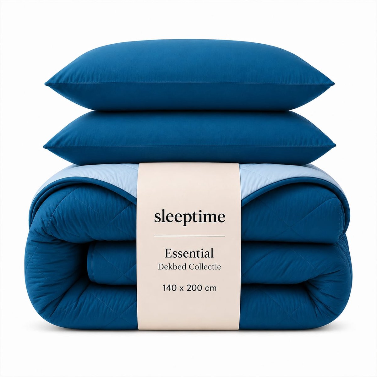 Sleeptime 2 in 1 Omkeerbare Dekbed - Dekbed zonder Overtrek - 140x200 - Petrol/Licht Blauw