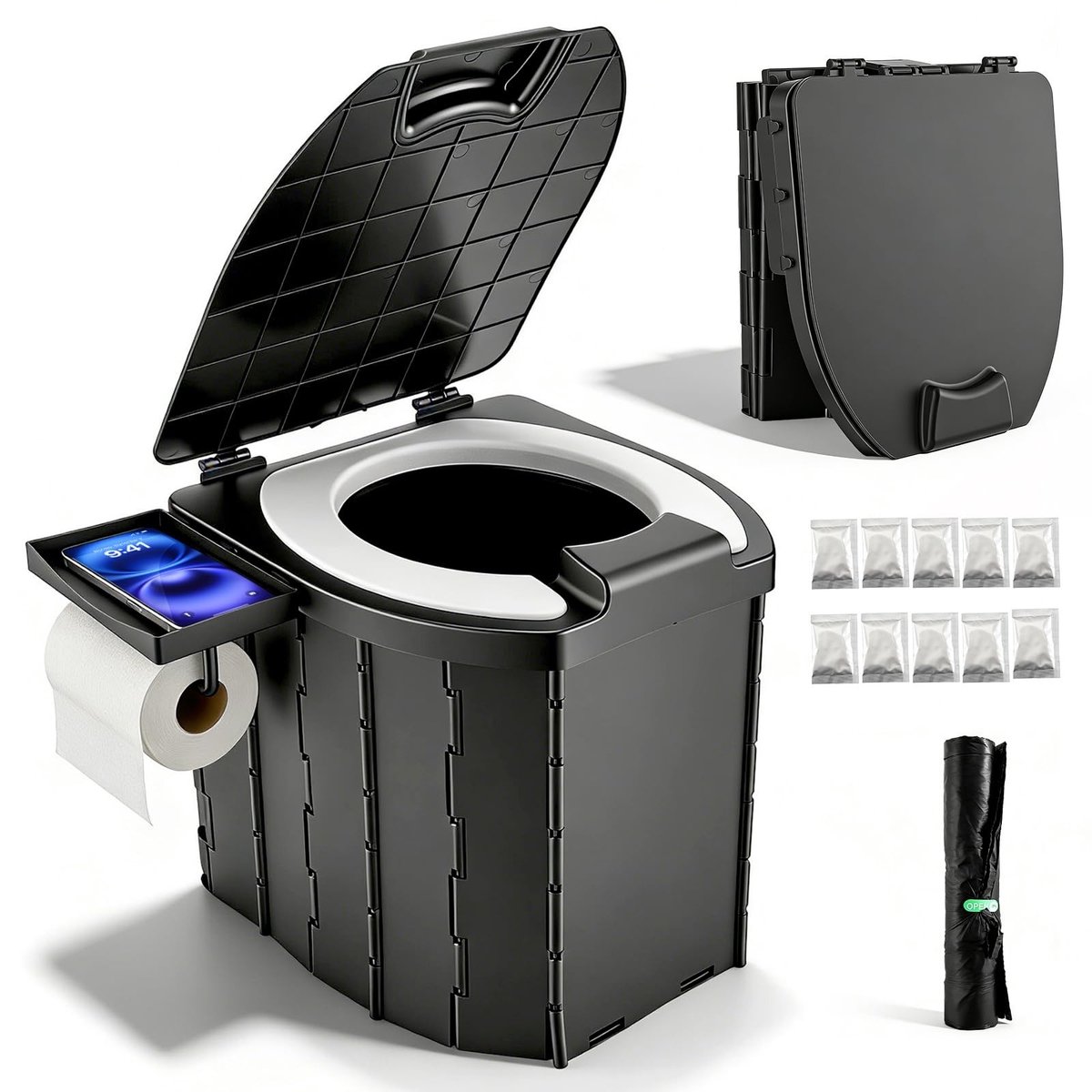 Solidchoice - Vouwbaar Campingtoilet voor Volwassenen en Kinderen - 200 kg Capaciteit
