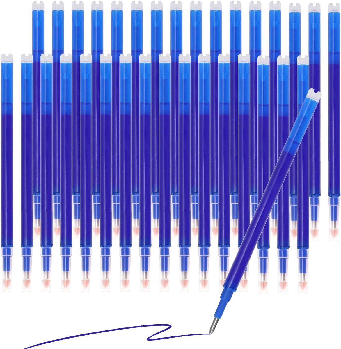 Solidchoice - Set van 33 Uitwisbare Stiften - Blauwe Gelinkt, 0,7 mm Fijne Punt, Duurzaam en Ideaal voor Scholieren