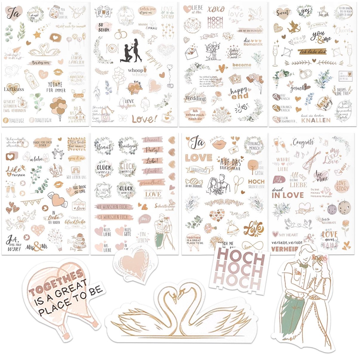 Solidchoice - Romantische Bruiloftsstickers Set voor Gastenboek en Scrapbook