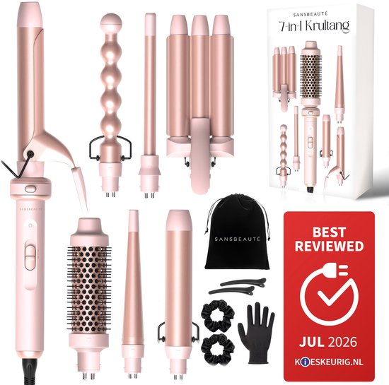 Sansbeauté 7 in 1 Krultang met Klem en Wafeltang - Sansbeauté® - €74,99