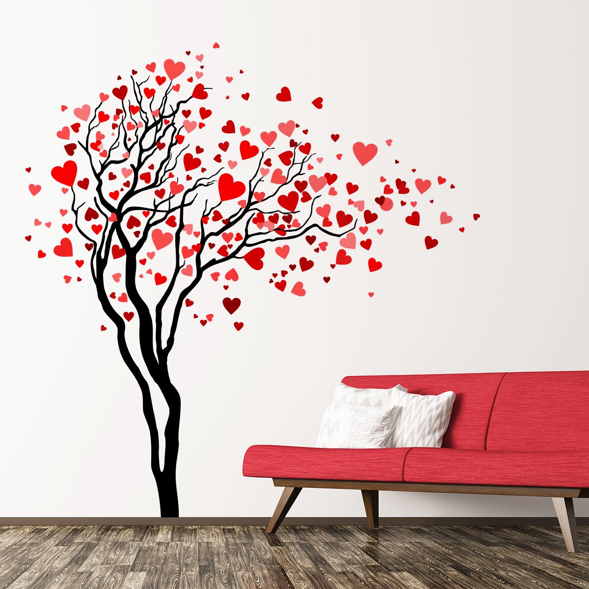 Ambiance Sticker Muurstickers - Hartenboom - Transparante achtergrond - 20x25cm Multi color