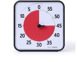 Time Timer Original Medium 60 Minuten - Visuele Timer - Zwart met Rode Schijf - 18 x 18 cm - Magnetisch - Incl. Dry-Erase Kaart en App
