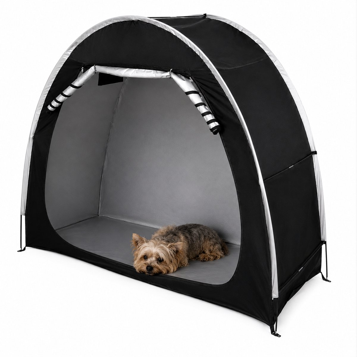 Sello! waterdichte fietstent – schuurtent – opslagtent – 2 fietsen – opvouwbaar – uv-bestendig – L220 x B150 x H175 cm – zwart