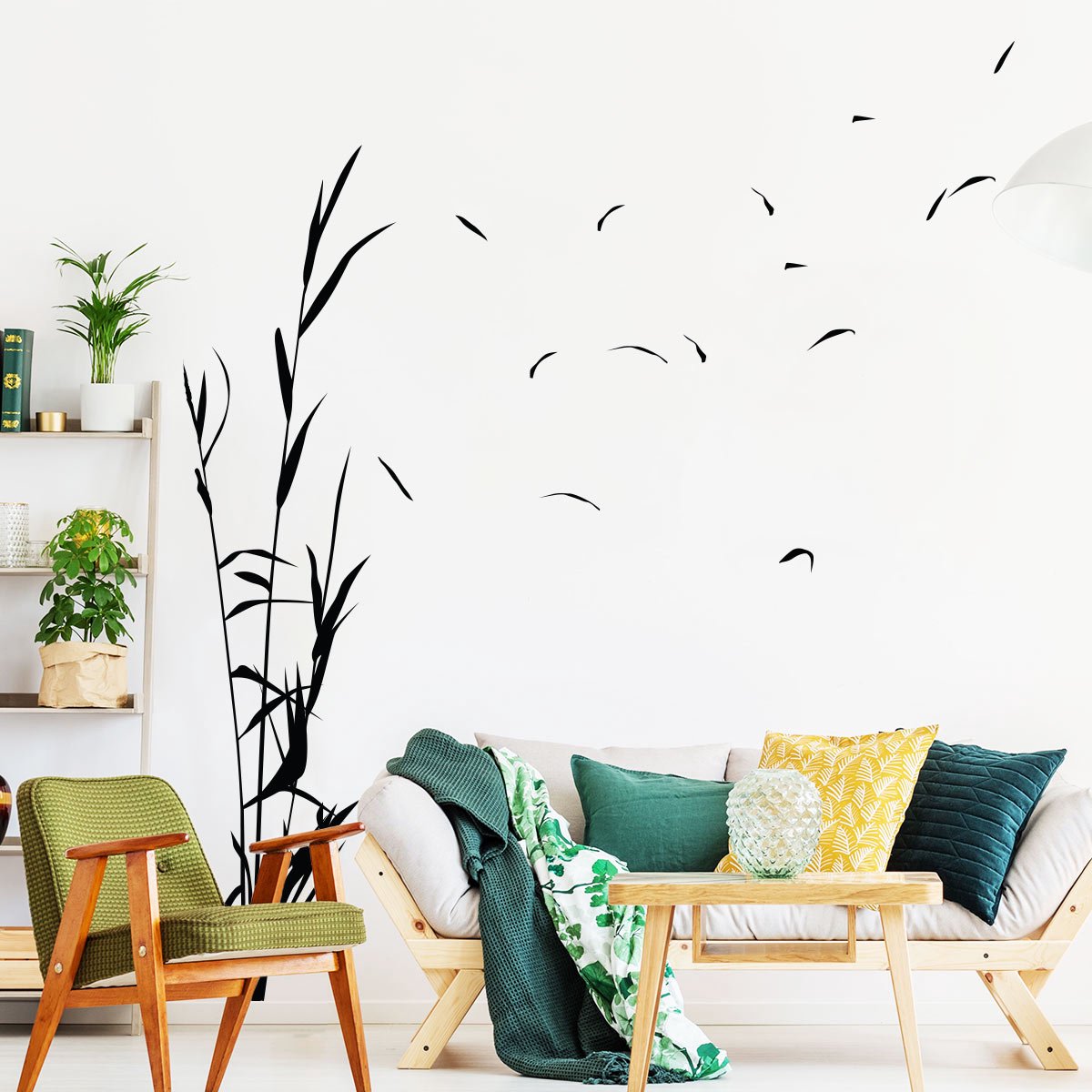 Ambiance Sticker Muurstickers - NATUURLIJK HOOG GRAS - transparante zelfklevende achtergrond - 80x120cm Multi color