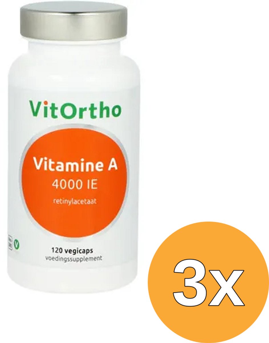 3x VitOrtho Vitamine A 4000IE (120 vega capsules)