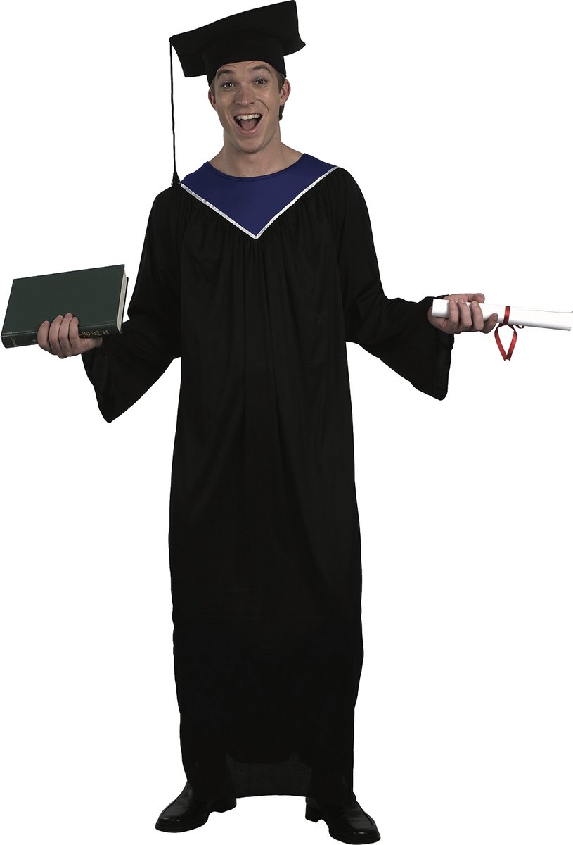 Joya Party® Afstudeer Toga Volwassenen | Graduation Gown | Geslaagd Verkleedkostuum | Inclusief Afstudeerhoed met Kwast | Carnaval | Halloween | Maat L/XL