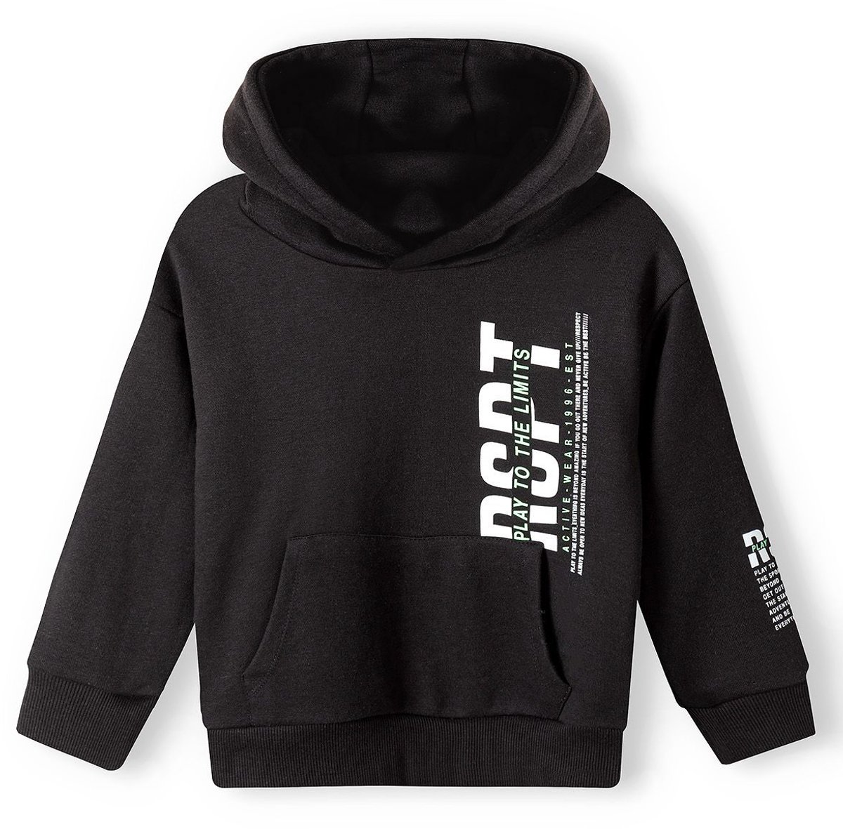 Minoti hoodie jongens met capuchon en kangoeroezak - zwart