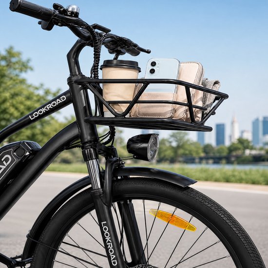 Lookroad Elektrische Fiets - 28 Inch E-Bike - 36V 18Ah Accu (Actieradius tot 120 km) - Met Voorvorkvering & Mechanische Schijfremmen - Stadsfiets Heren/Dames — afbeelding 4