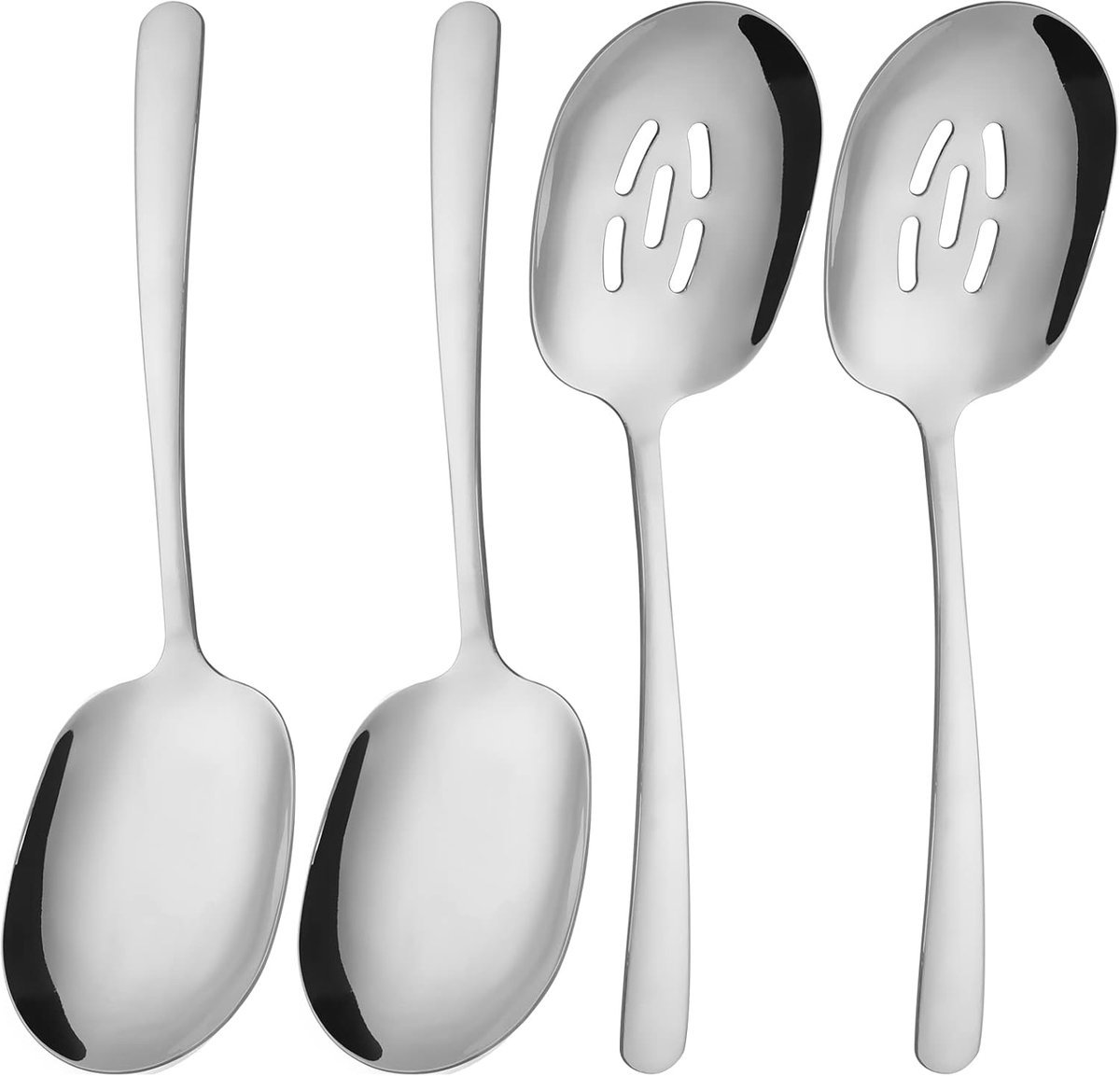 4 stuks - Extra grote service lepel set, 29 cm, voorgerechten en slotlepel, roestvrijstalen kooklepel, keukenbuffet feestgerust, zilver