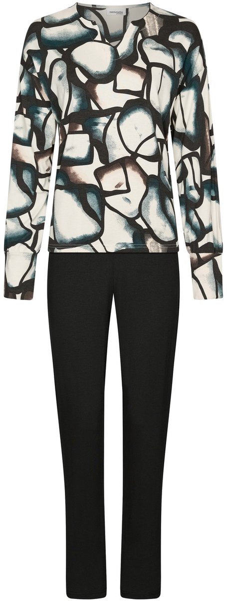 Pastunette Premium - Midnight Haze - Pyjama - EcoVero Viscose - Wit/Zwart - Maat 48