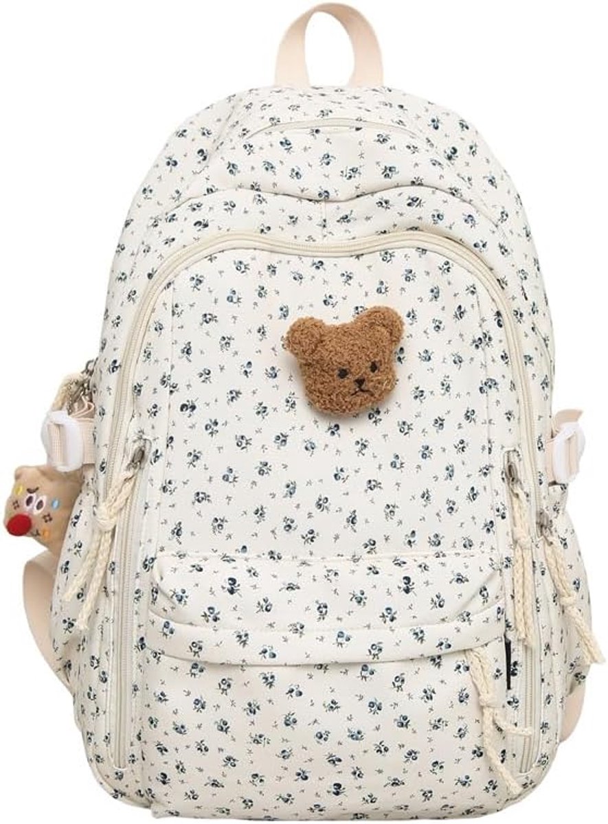 Leuke nylon rugtas met stippen voor dames, een stijlvolle en ruime tas voor dagelijks gebruik, een casual en speelse schooltas, geschikt voor woon-werkverkeer en schoolreisjes.