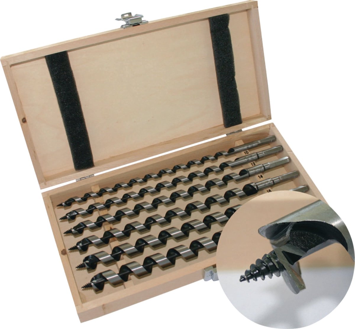 Slangenboorset 8-delig L.320mm 6-20mm in houten cassette TECWERK